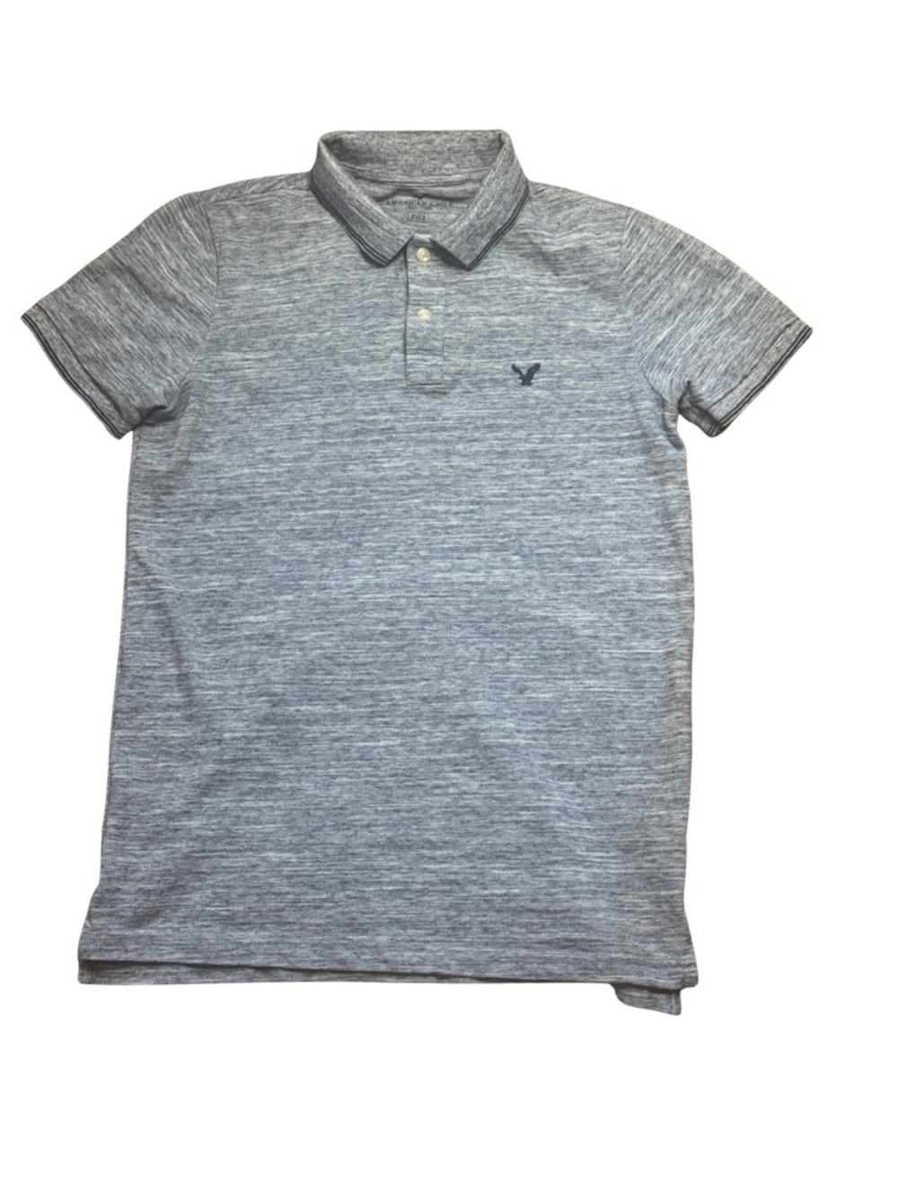 Blue Heather Short Sleeve Polo Shirt - American Eagle Outfitters - Flex